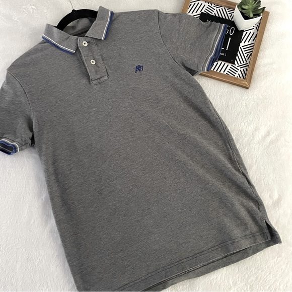 Aeropostale  Shirt Mens polo grey blue size Small  collar button short - Picture 11 of 11